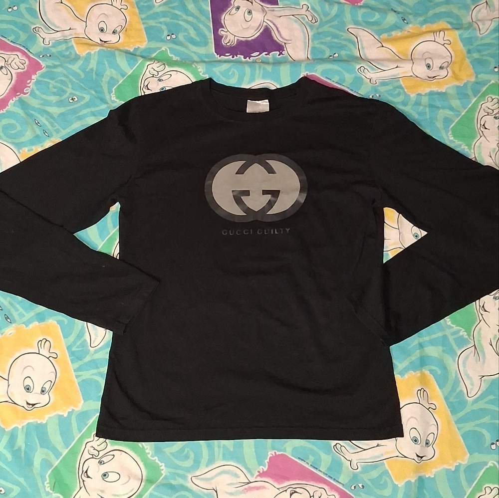 Y2K Gucci Guilty Promo Cologne Perfume Long Sleeve Shirt Vintage Tee